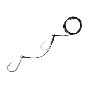 Leader-Cable negro de acero inoxidable 2/0 s para pesca de atún y tiburón, accesorio doble, aparejo, 13/0-7691