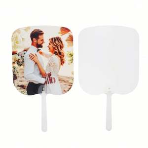 Abanicos de plástico en blanco para sublimación, imprimibles por ambos lados, con diseño de marco de fotos, para logotipos DIY, publicidad promocional y regalos, estilo Love - Product Image 1