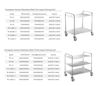 Chariot de service alimentaire multi-niveaux en acier inoxydable personnalisé, chariot de cuisine mobile à tubes ronds pour restaurant