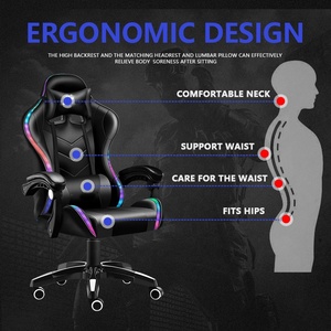 Silla Gamer con Luces Led Y masajeador thắt lưng màu hồng đua ghế cadeira de jogos silla Gamer RGB ROSA massage chơi game ghế - Product Image 4