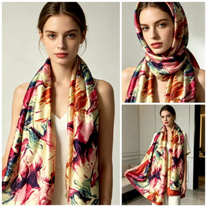 Pañuelos largos de 180x90 cm, novedades, estampado floral, chales grandes para mujer, hijabs musulmanes de poliéster con tacto de seda. - Product Image 3