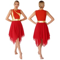 Robes de danse lyrique modernes pour femmes, taille adulte, robe de danse lyrique rouge pour filles, vêtements de danse, robe de danse de compétition