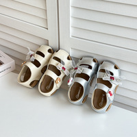 Sandales à la cheville pour filles {Tailles 1626} – Nouvelle collection été 2026 – Respirantes, fermeture Velcro, nœud papillon, chaussures princesse à bout fermé en microfibre