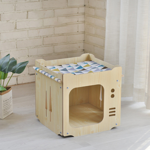 Oak Solid Wood Luxury Dog Kennel Furniture Indoor Use Furniture Style Dog Crate Living Room Table Sleeping Dog House