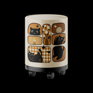 Cubo de basura cilíndrico de estilo vintage con tapa y ruedas para cocina, sala de estar, dormitorio, uso interior, capacidad de 1,05 kg - Product Image 1