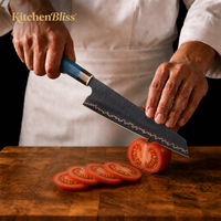 Expédition rapide, commande minimum d'une pièce, couteau de chef japonais Kiritsuke en acier Damas à 71 couches, gravé à l'acide, forgé à la main, 10Cr