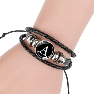 26 Brief Lederen Armband Persoonlijkheid Team Naam Armbanden & Bangles Mode Gevlochten Handgemaakte Sieraden Gift Met Kralen