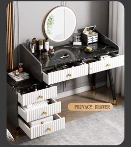 Tavolo da toeletta design moderno da donna piano in marmo trucco vanità comodino comò con specchio intelligente mobili camera da letto lusso - Product Image 5