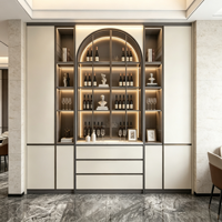 Meuble Bar à Vin Moderne en Bois Massif Blanc et Or avec Porte Vitrée, Taille Personnalisée, Présentoir à Liqueurs pour la Maison