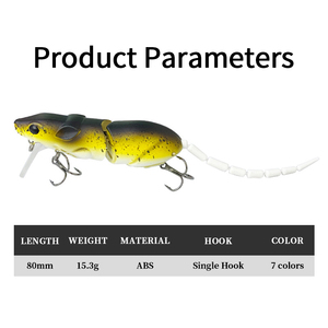 Rat artificiel bionique <span class=keywords><strong>de</strong></span> 15 g, 2 sections articulées, leurre <span class=keywords><strong>de</strong></span> pêche flottant <span class=keywords><strong>de</strong></span> 80 mm, souris réaliste, leurre dur pour la pêche au black-bass et au poisson-serpent - Product Image 2