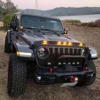 Protection de capot avant de voiture, déflecteur anti-insectes et anti-sable avec lumière pour Jeep Wrangler JL 2018-2020, garde-boue extérieur
