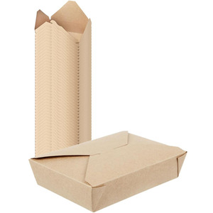 Contenedores de alimentos Cajas para llevar <span class=keywords><strong>Planet</strong></span> Friendly A prueba de fugas Papel Kraft Pasta Ensaladas Postres Snacks Comida Cajas de comida desechables - Product Image 1
