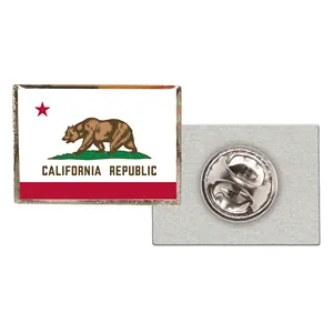 Hiçbir Minimum özel Metal yaka iğnesi özel damgalama baskı logosu epoksi ulusal birleşik devlet California Pin