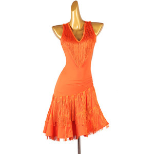 Costumi Professionali per Esibizioni di Danza da Sala, Abito da Competizione di Danza Latina con Frange per Esami Artistici - Product Image 1