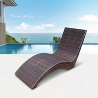 Chaise longue de plage en rotin synthétique en forme de S Origchem, imperméable, en fibre de verre, pour piscine, chaise longue en osier, pliable et découpable