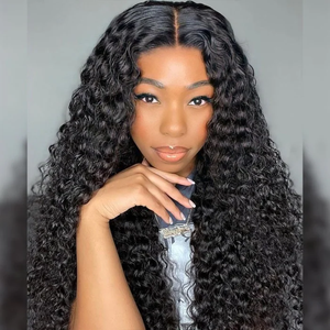 Perruque Lace Front Pré-Coupée Sans Colle 5x5 HD Transparente Cheveux Humains Brésiliens Grade 12A Ondulés Bouclés Pré-Pluckée Noire - Product Image 3