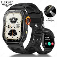 Montres intelligentes LIGE BWKM02 CE ROHS avec lampe torche LED, suivi d'activité, moniteur de fréquence cardiaque, montre connectée sport pour Android et iPhone, possibilité de répondre aux appels
