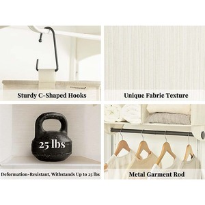 Fabric Hanging Closet Organizer with Garment Rod 4 Section Closet Hanging Shelves - Product Image 3