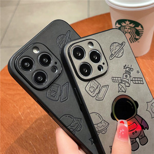 Funda de Teléfono con Diseño de Astronauta en Cuero con Detalles Dorados, a Prueba de Golpes, para <span class=keywords><strong>iPhone</strong></span> 17 16 15 14 <span class=keywords><strong>Plus</strong></span> 13 Pro Max 12 <span class=keywords><strong>11</strong></span> - Product Image 3