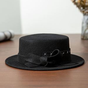 A042806 100% Wool Elegant Top Hat with Bow Knot Adjustable Fit Unisex Four Seasons Business Party Outdoor Travel Hat - Product Image 5