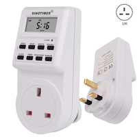 SINOTIMER Worldwide Socket Timer TM516 - 6 Enchufes internacionales 16A Carga LCD Pantalla digital, 0,19 kg Interruptor de tiempo digital global