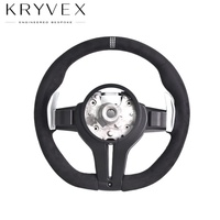 Volant de direction personnalisé en cuir véritable et garniture en fibre de carbone Kryvex pour BMW E90 E60 E65 E84 E83 E70 E71 M3 M5