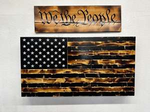 Arredo con Scomparto Segreto a Forma di Bandiera Americana Nera e Effetto Bruciato, con Serratura Biometrica e Funzione di Nascondimento - Product Image 3