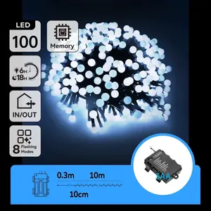 Ghirlanda di luci tipo petardo, alimentazione a batterie 3AA, colore bianco freddo, lunghezza 10m; ideale per creare atmosfera nelle feste e - Product Image 3