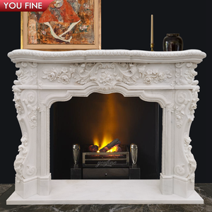 Cheminée classique en marbre sculpté à la main en pierre naturelle d'intérieur - Product Image 5