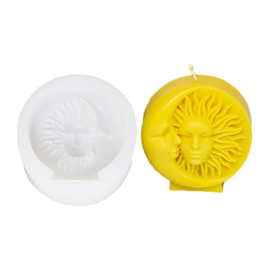 Moule en silicone 3D Visage Soleil Lune pour bougies, gravure de portraits DIY, artisanat, plâtre, savon, résine, décoration de table - Product Image 1