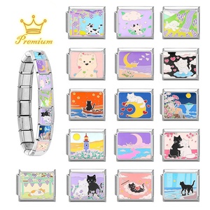 Pulsera Modular Italiana de Acero Inoxidable con Motivos de Mascotas de Dibujos Animados - Módulos Enlazables Personalizables, Creativos y Multifuncionales - Product Image 2