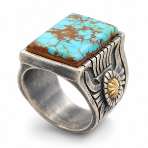 Anello Vintage Bicolore da Uomo, Anello alla Moda Stile Retrò, Accessorio per Dito dal Design Classico - Product Image 1