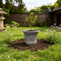 Pot de fleurs en plastique PP léger et écologique, aspect céramique, résistant aux UV et au gel, durable, design moderne pour l'extérieur, trou de drainage