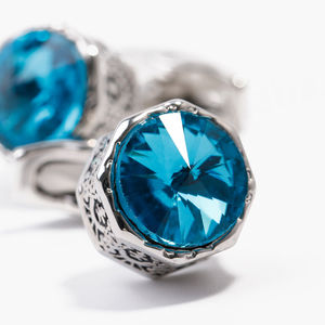 Boutons de manchette pour hommes élégants et raffinés, à la mode et très vendus, avec des embellissements en cristal, boutons de manchette bleus et verts pour chemise - Product Image 5
