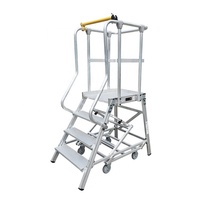 Plate-forme d'escalier de sécurité mobile à 3 marches Plate-forme d'échelle en aluminium avec système de roulettes rétractables