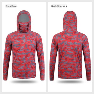 Vente en gros <span class=keywords><strong>de</strong></span> chemises <span class=keywords><strong>de</strong></span> pêche personnalisées à manches longues, sublimation camouflage, pour hommes, séchage rapide, UPF 50+, cagoule respirante, OEM en gros - Product Image 3