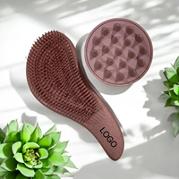 Cepillo Desenredante Ecológico de Paja de Trigo, Masajeador de Cuero Cabelludo con Cerdas de Silicona Suave, Cepillo para Cabello Húmedo y Seco Sin Frizz, Logotipo Personalizado OEM