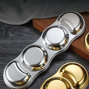 Stainless Steel Dipping Dish Multi Compartment Rectangular For Party Barbecue Hot Pot Sauce Serving - Product Image 3