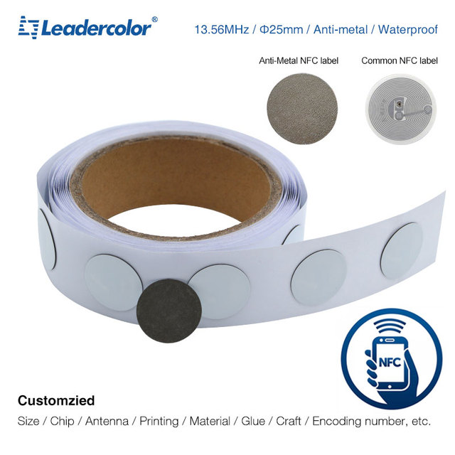Free Sample PP Paper NFC Tag 25mm Roll RFID Label 13.56MHz Anti-metal RFID Sticker for Asset Management