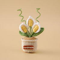 Aimant de tableau blanc en forme de plante Monstera tricotée, fait main au crochet, 5x12cm, motifs Monstera et Tournesol assortis, pour décoration esthétique de chambre