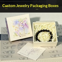 Kotak Hadiah Kemasan Perhiasan Kardus Kustom dengan Desain Bunga Wisteria Cat Air Lapisan UV untuk Gelang dan Kalung