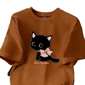 <span class=keywords><strong>T</strong></span>-<span class=keywords><strong>shirt</strong></span> avec motif d'animaux mignons, chat avec grand nœud papillon, texte <span class=keywords><strong>Hello</strong></span> My <span class=keywords><strong>Kitty</strong></span> - Product Image 6