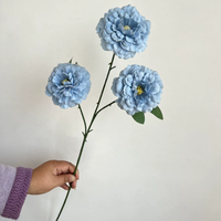 Bunga Ranunculus Asiaticus Sutra Buatan Simulasi Tinggi PPS 3 Kepala 63cm untuk Dekorasi Pernikahan dan Rumah