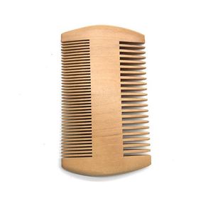 Peine de Madera de Durazno Natural de Doble Cara Antiestático con Dientes Finos y Anchos para Cabello Rizado, Peine de Barba de Madera Ecológico - Product Image 1