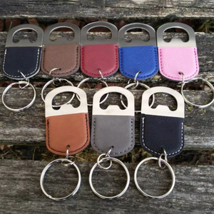 Abrebotellas de cuero PU personalizado llavero colorido abridor de cerveza de vino de acero inoxidable - Product Image 5