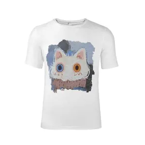 사용자 정의 로고 하이 스트리트 패션 중립 만화 고양이 디자인 애완 동물 사진 사용자 정의 티셔츠