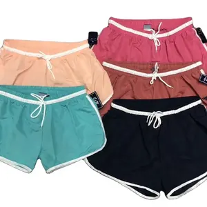 China suppliers quick dry custom women's Swim Shorts with orange design swim short clothing stock