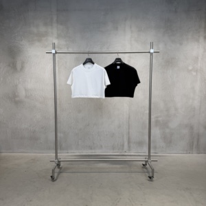 Crop top en coton lourd pour <span class=keywords><strong>femme</strong></span> avec logo personnalisé, <span class=keywords><strong>t</strong></span>-<span class=keywords><strong>shirt</strong></span> court à <span class=keywords><strong>col</strong></span> rond vintage à manches courtes, style streetwear Y2K, haute qualité - Product Image 3