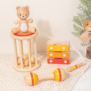 ชุดของเล่นดนตรีไม้สำหรับเด็ก ประกอบด้วยกลองมารากัสหลากสี ไซโลโฟน และของเล่นเขย่ามือไม้ ช่วยเสริมพัฒนาการทางการได้ยิน - Product Image 5