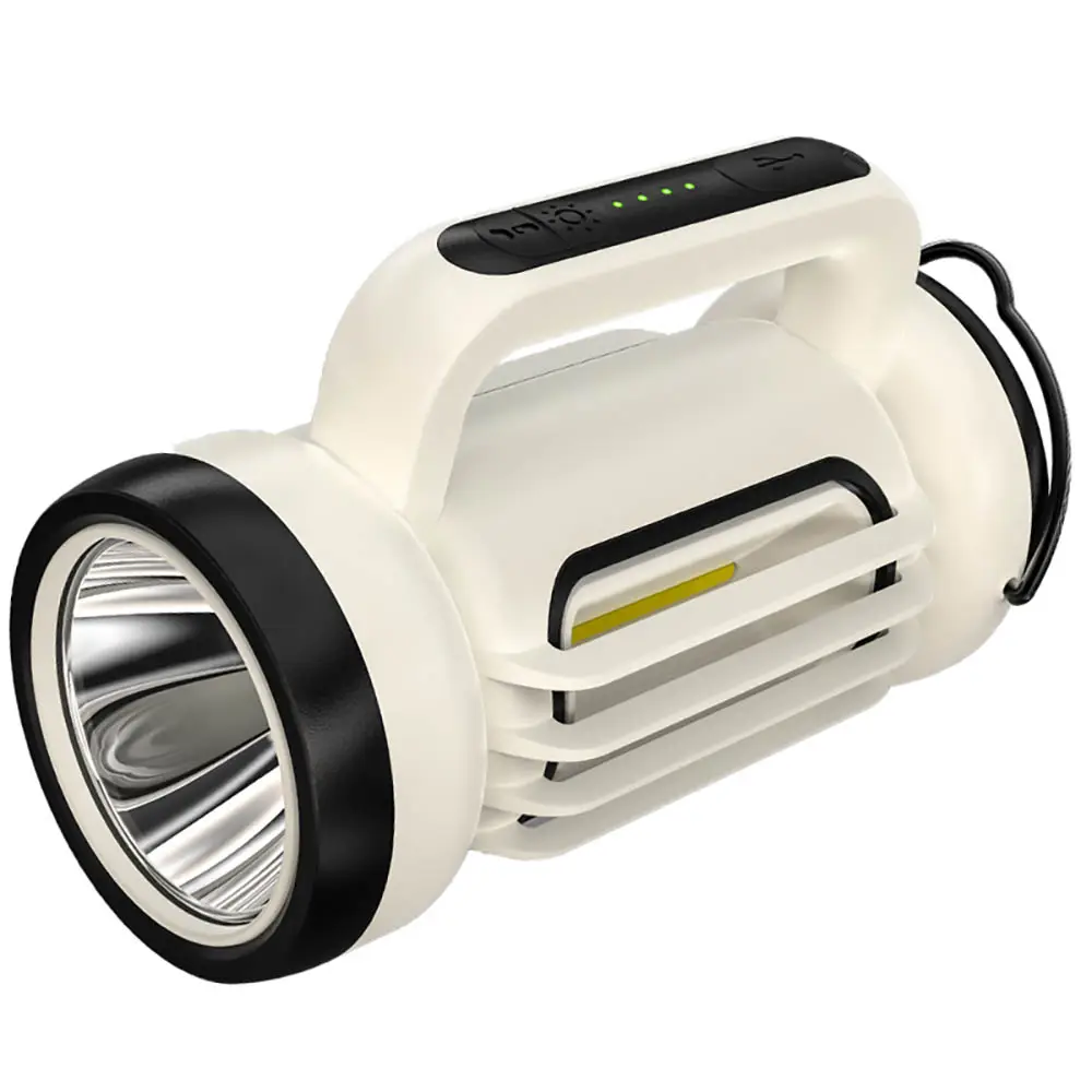 STARYNITE 2023 New Handheld Portable Type C Rechargeable Long Distance Led Searchlight with Side Camping Light and Power Bank